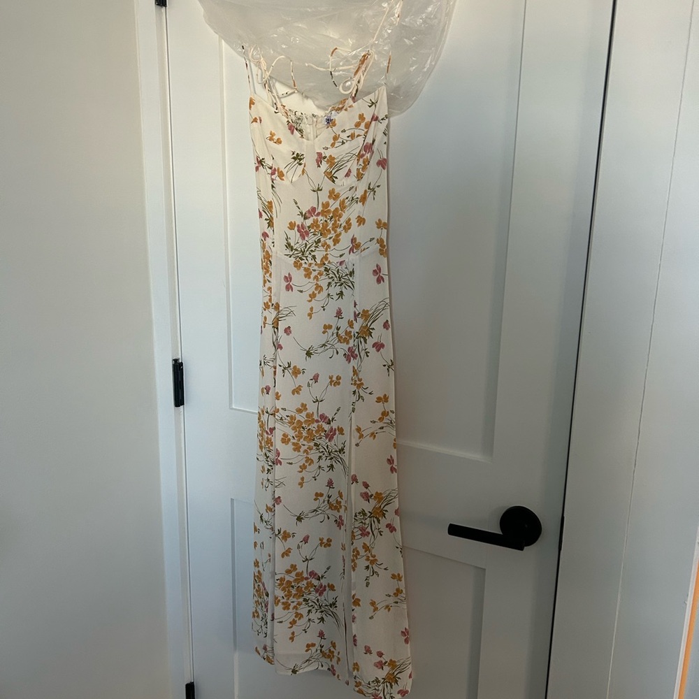 Reformation Cream Floral Dress